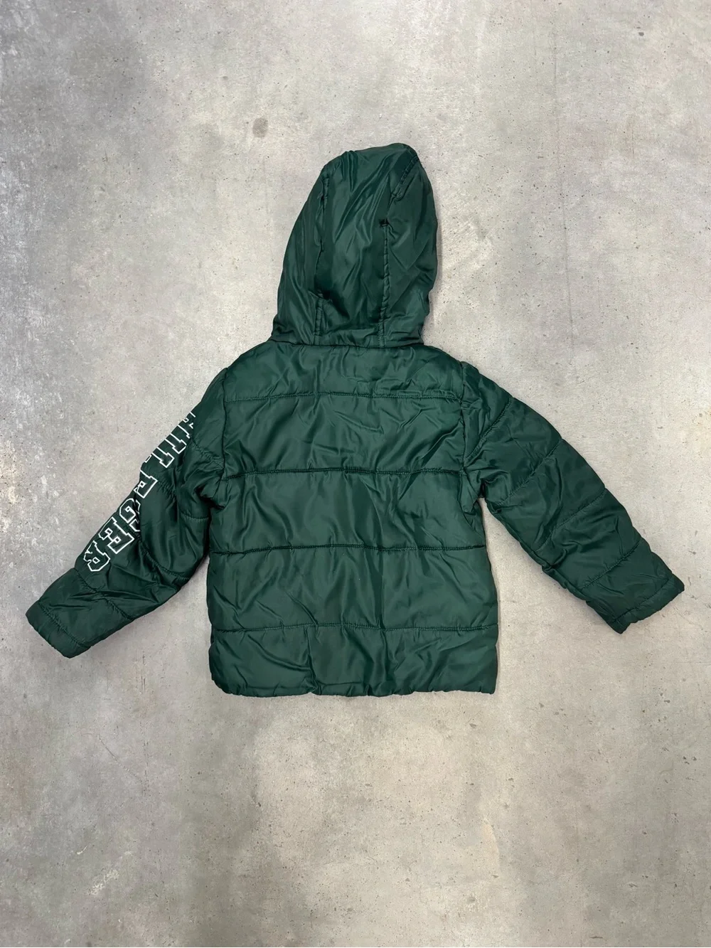 Tommy Hilfiger Boys Green Hooded Puffer Jacket Size 4 Fleece Lined